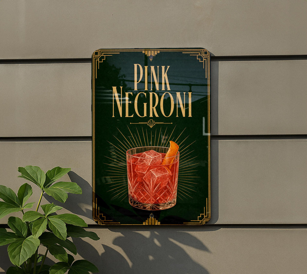 Pink Negroni Cocktail Metal Sign, Vintage 1920s Art Deco Cocktail Poster Bar Decor, Speakeasy Lounge Wall Sign — photo 6