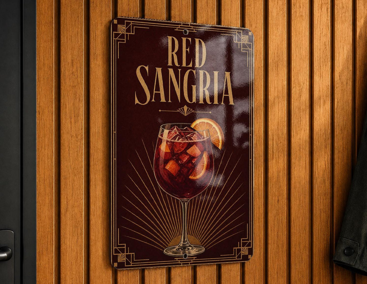 Red Sangria Metal Sign, Vintage 1920s Art Deco Cocktail Poster Bar Decor, Sangria Drink Sign for Kitchen, Home Bar, Restaurant — photo 2