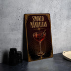 Smoked Manhattan Metal Sign, 1920s Art Deco Cocktail Poster Bar Decor, Whiskey Bourbon Drink Sign, Speakeasy Lounge Wall Sign — photo 4