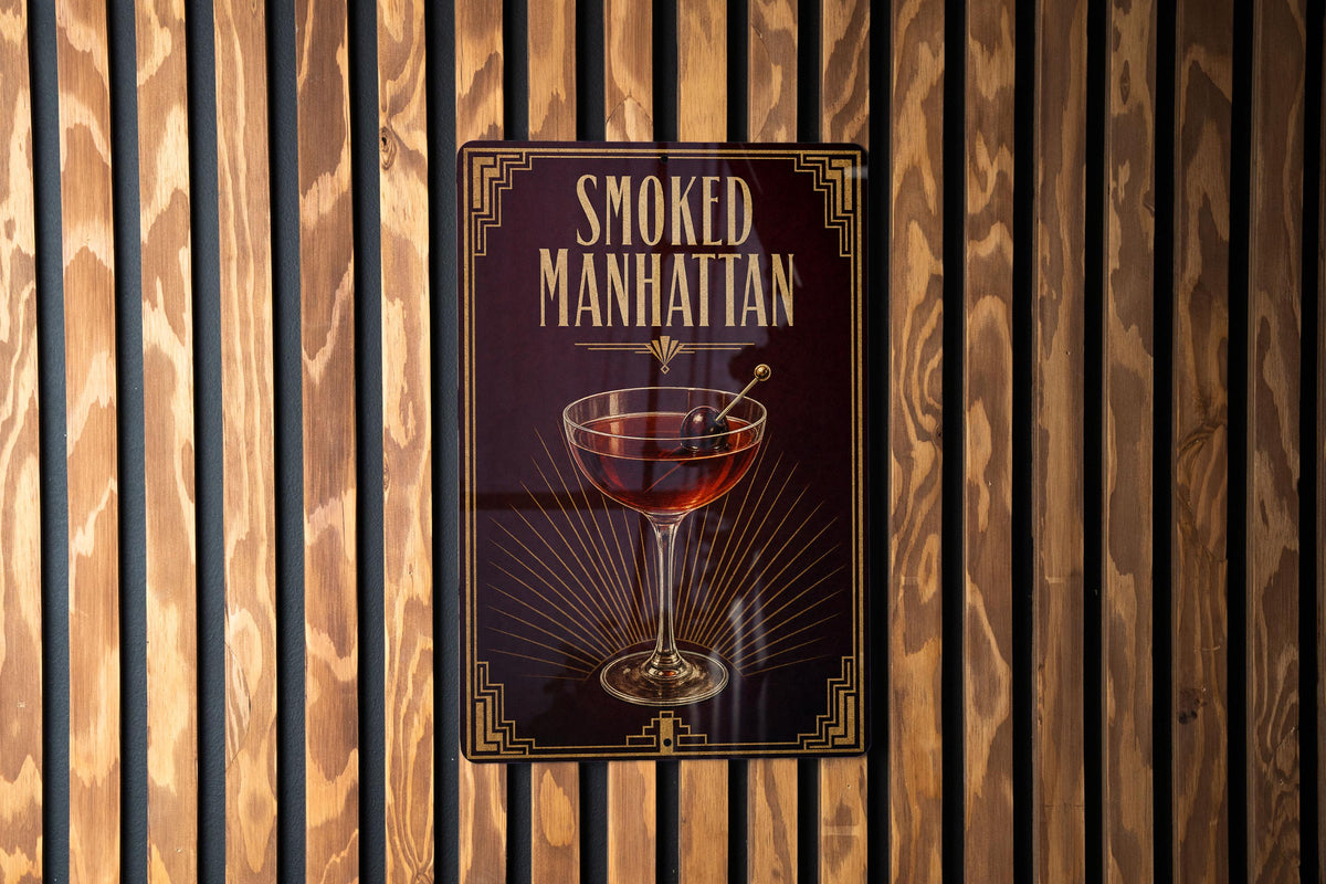 Smoked Manhattan Metal Sign, 1920s Art Deco Cocktail Poster Bar Decor, Whiskey Bourbon Drink Sign, Speakeasy Lounge Wall Sign — photo 5