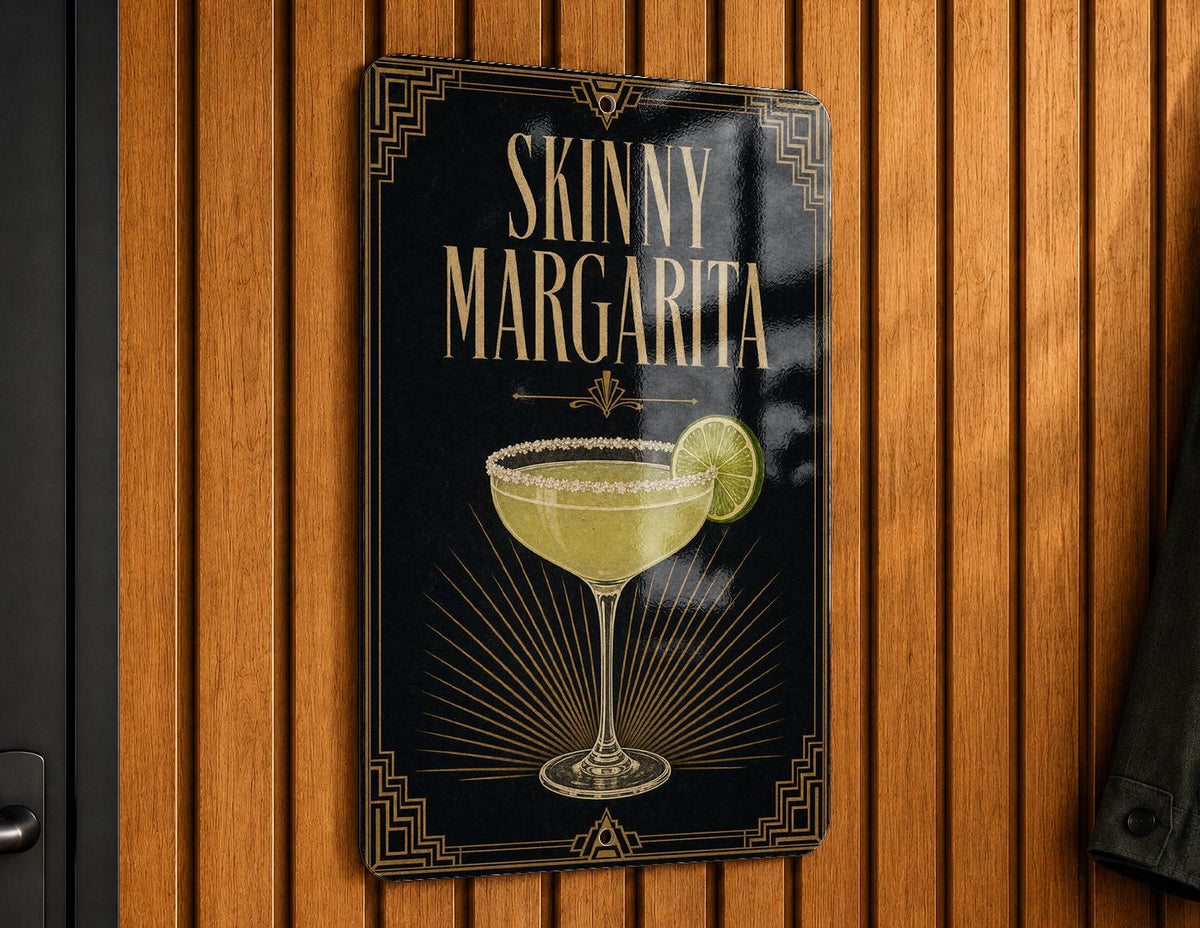 Skinny Margarita Metal Sign, Vintage Art Deco Cocktail Poster Bar Decor, Margarita Drink Wall Sign, Cantina Kitchen Pub Sign — photo 2