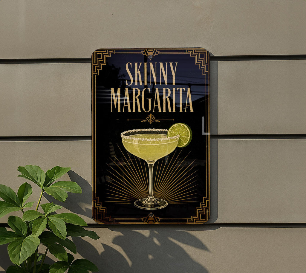 Skinny Margarita Metal Sign, Vintage Art Deco Cocktail Poster Bar Decor, Margarita Drink Wall Sign, Cantina Kitchen Pub Sign — photo 4