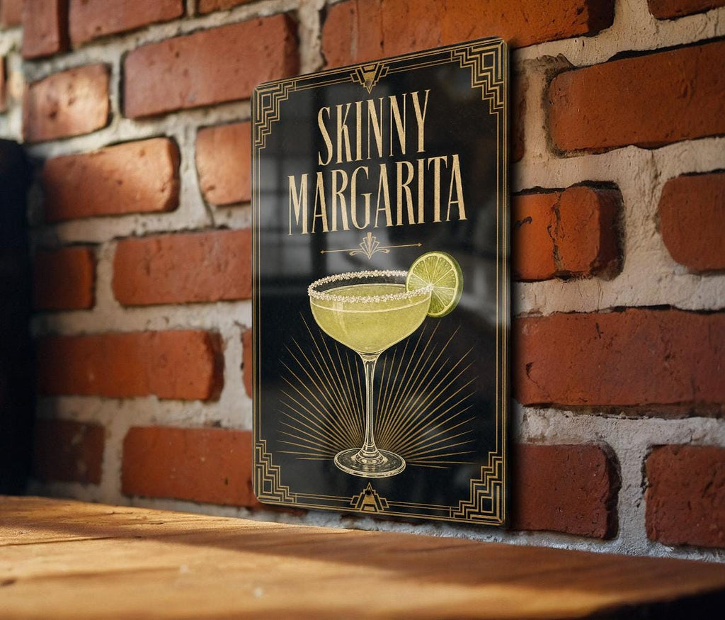 Skinny Margarita Metal Sign, Vintage Art Deco Cocktail Poster Bar Decor, Margarita Drink Wall Sign, Cantina Kitchen Pub Sign — photo 6
