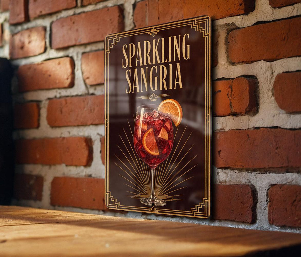 Sparkling Sangria Metal Sign, Vintage 1920s Art Deco Cocktail Poster Bar Decor, Sangria Drink Sign for Kitchen or Home Bar — photo 2