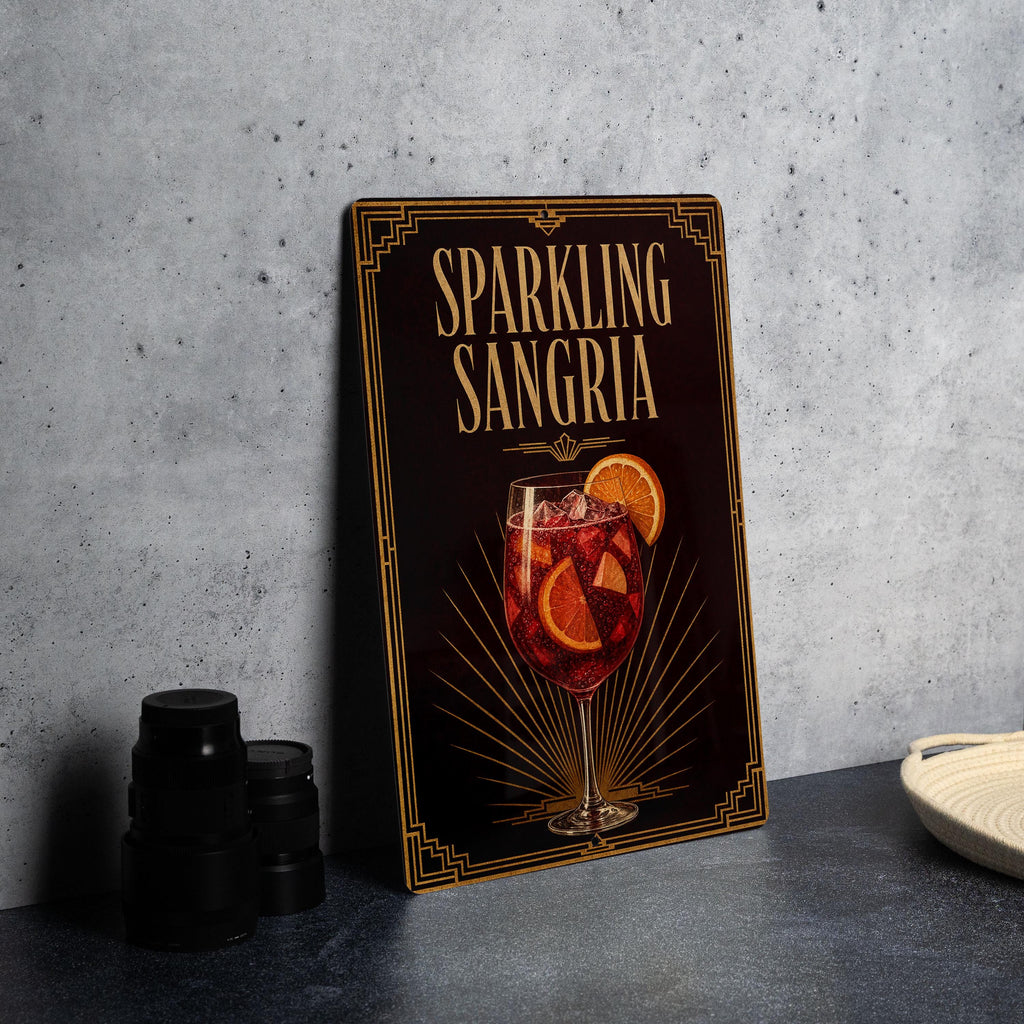 Sparkling Sangria Metal Sign, Vintage 1920s Art Deco Cocktail Poster Bar Decor, Sangria Drink Sign for Kitchen or Home Bar — photo 3