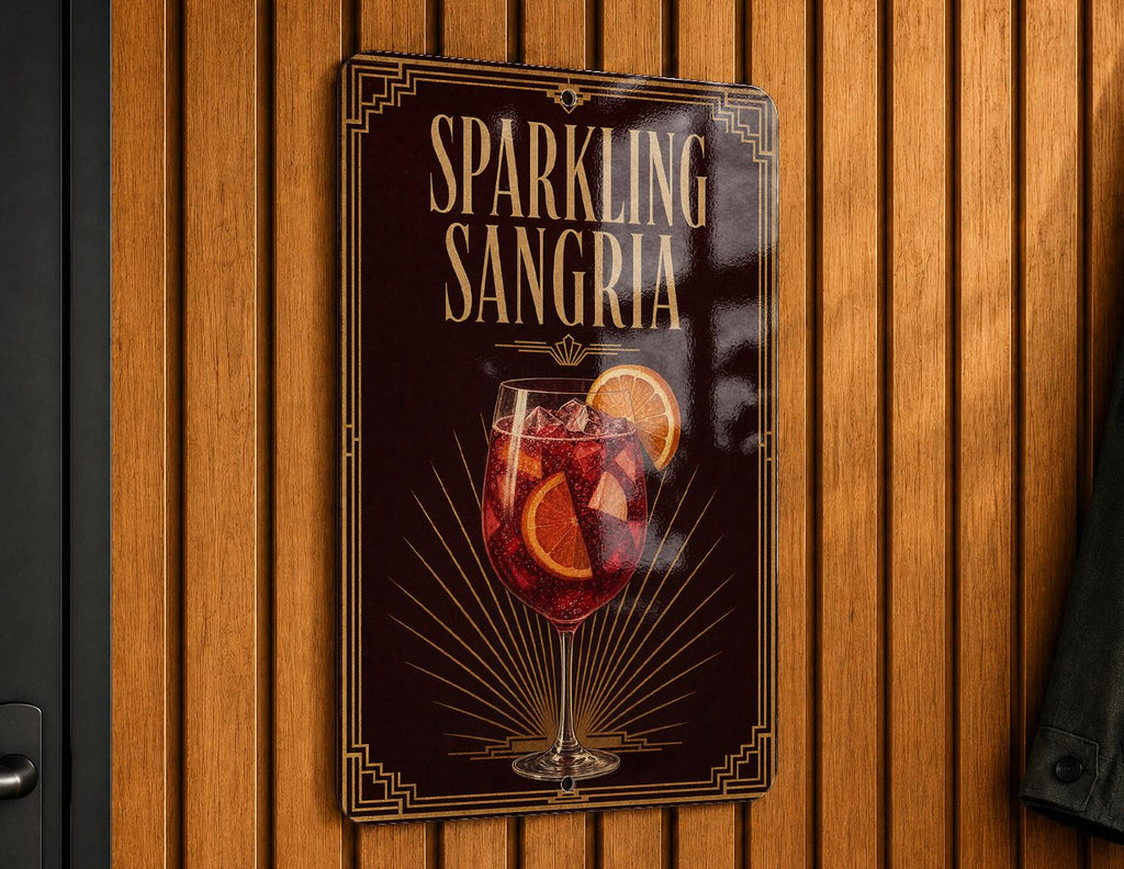 Sparkling Sangria Metal Sign, Vintage 1920s Art Deco Cocktail Poster Bar Decor, Sangria Drink Sign for Kitchen or Home Bar — photo 5