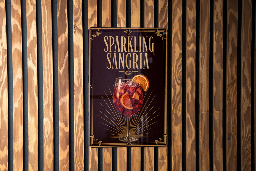 Sparkling Sangria Metal Sign, Vintage 1920s Art Deco Cocktail Poster Bar Decor, Sangria Drink Sign for Kitchen or Home Bar — photo 6