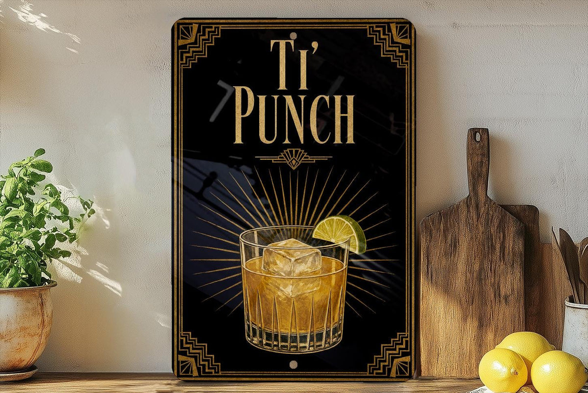 Ti Punch Metal Sign, Vintage Art Deco Cocktail Poster Wall Decor, Caribbean Rum Lime Sugar Drink Bar Sign, Home Bar Kitchen Gift — photo 5
