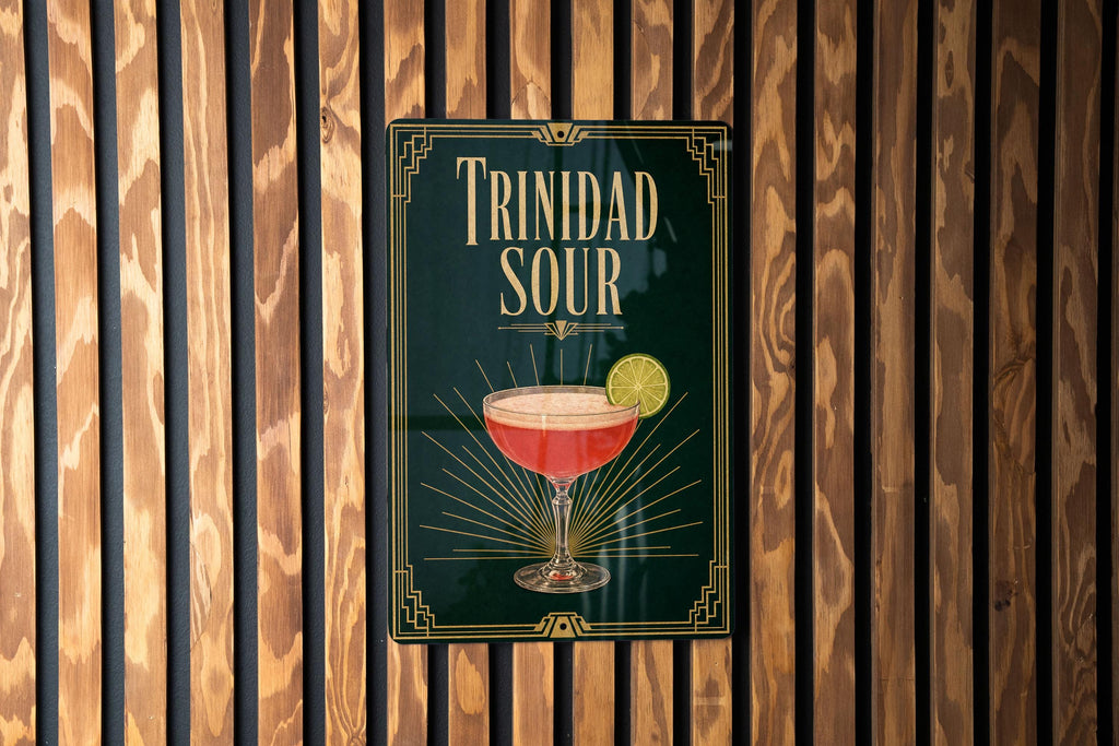 Trinidad Sour Cocktail Metal Sign, Vintage 1920s Art Deco Cocktail Poster Bar Decor, Home Bar Wall Sign, Mixology Gift — photo 1