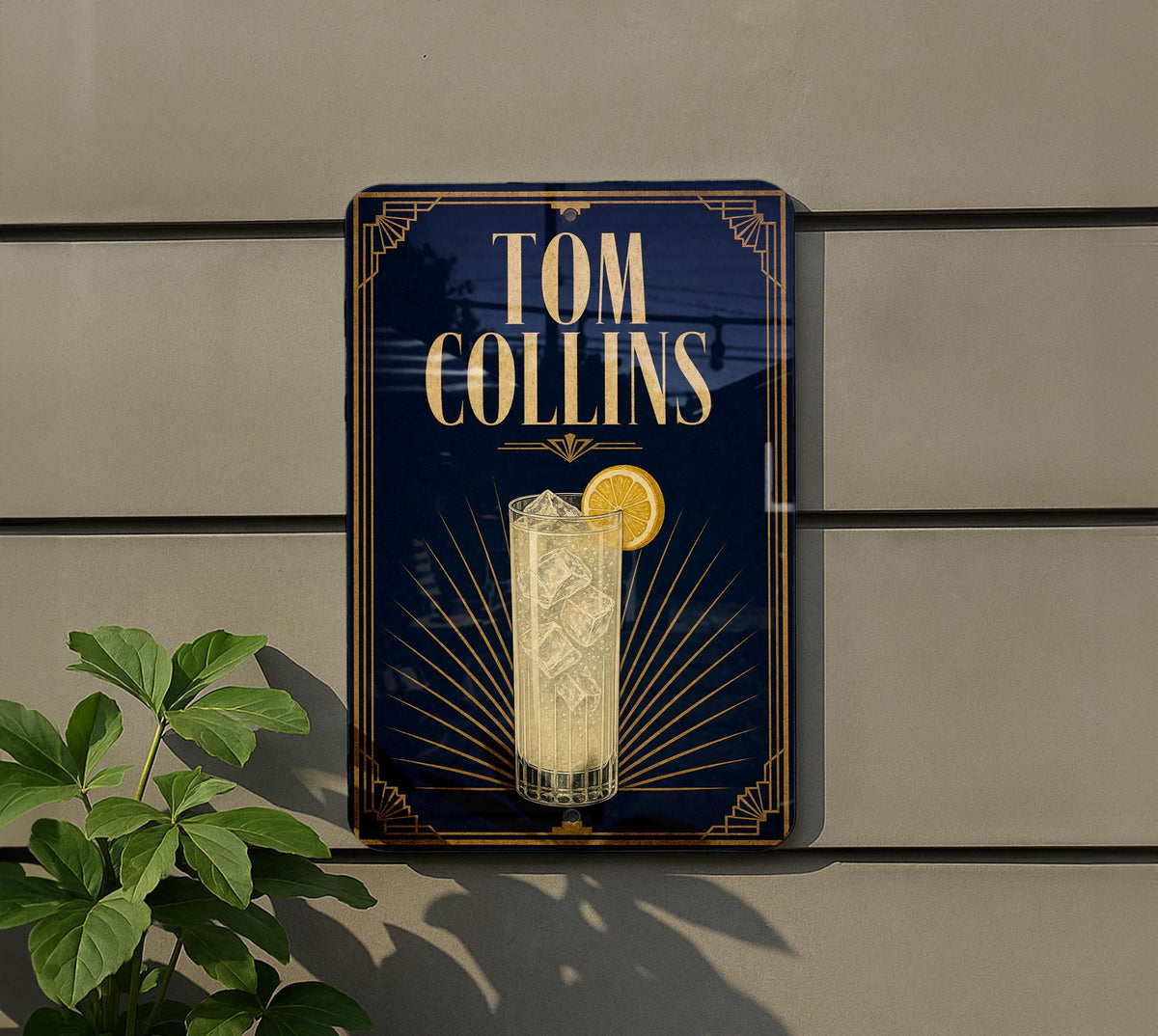 Tom Collins Metal Sign, Vintage 1920s Art Deco Cocktail Poster Bar Decor, Gin Cocktail Drink Recipe Kitchen Home Pub Sign — photo 1