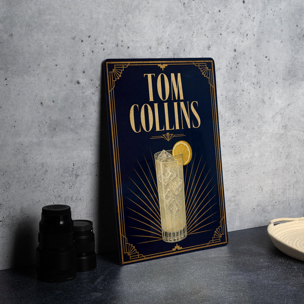 Tom Collins Metal Sign, Vintage 1920s Art Deco Cocktail Poster Bar Decor, Gin Cocktail Drink Recipe Kitchen Home Pub Sign — photo 2