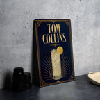 Tom Collins Metal Sign, Vintage 1920s Art Deco Cocktail Poster Bar Decor, Gin Cocktail Drink Recipe Kitchen Home Pub Sign — photo 2