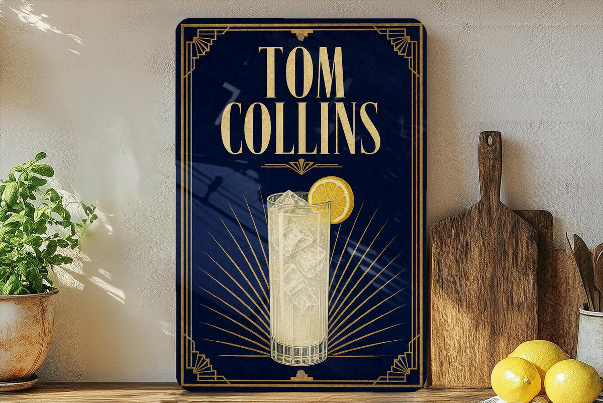 Tom Collins Metal Sign, Vintage 1920s Art Deco Cocktail Poster Bar Decor, Gin Cocktail Drink Recipe Kitchen Home Pub Sign — photo 5