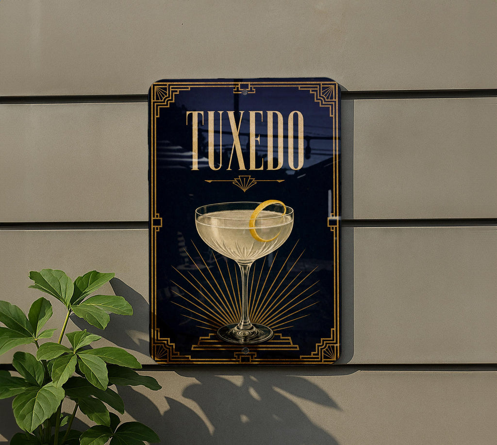 Tuxedo Cocktail Metal Sign, Vintage 1920s Art Deco Cocktail Poster Wall Decor, Speakeasy Bar Lounge Kitchen Sign — photo 4