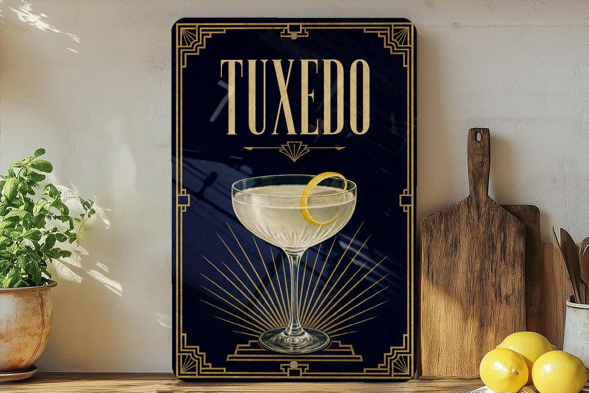 Tuxedo Cocktail Metal Sign, Vintage 1920s Art Deco Cocktail Poster Wall Decor, Speakeasy Bar Lounge Kitchen Sign — photo 6