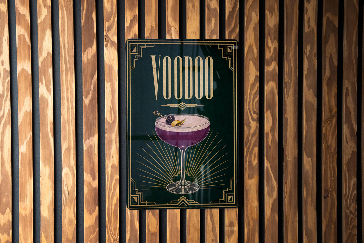 Voodoo Cocktail Metal Sign, Vintage 1920s Art Deco Bar Poster Decor, Witch Doctor Tiki Drink Lounge Wall Sign — photo 5