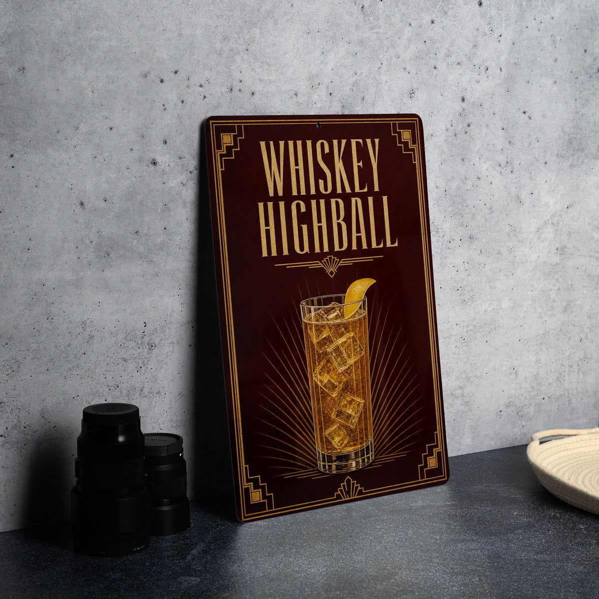 Whiskey Highball Metal Sign, Vintage 1920s Art Deco Cocktail Poster Bar Decor, Whiskey Cocktail Wall Sign, Speakeasy Home Bar Gift — photo 2