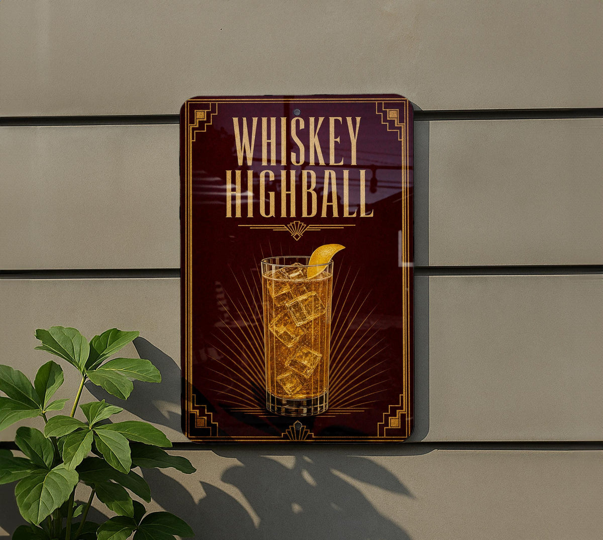 Whiskey Highball Metal Sign, Vintage 1920s Art Deco Cocktail Poster Bar Decor, Whiskey Cocktail Wall Sign, Speakeasy Home Bar Gift — photo 3
