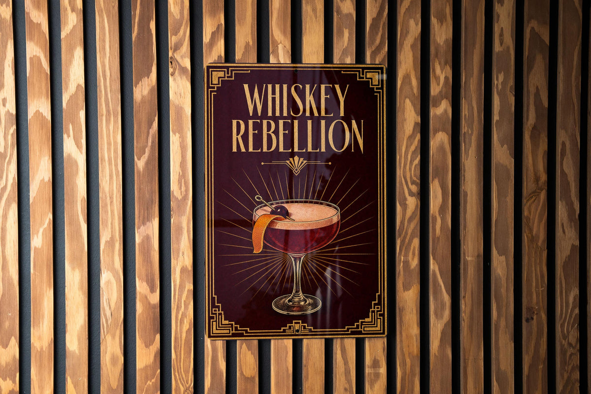 Whiskey Rebellion Metal Sign Vintage Art Deco Cocktail Poster Bar Wall Decor Whiskey Drink Lounge Speakeasy Pub Sign — photo 4