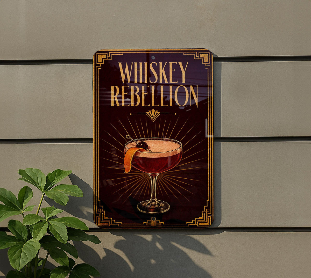 Whiskey Rebellion Metal Sign Vintage Art Deco Cocktail Poster Bar Wall Decor Whiskey Drink Lounge Speakeasy Pub Sign — photo 5