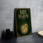 White Negroni Cocktail Metal Sign, Vintage 1920s Art Deco Cocktail Poster Bar Decor, Italian Aperitif Drink Sign — photo 5
