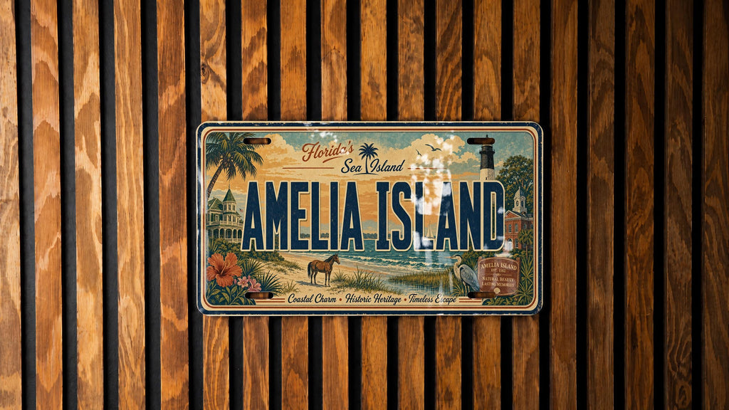 Amelia Island Florida Metal License Plate Sign, Travel Poster Style Souvenir Decor, Coastal Beach Destination Gift — photo 4