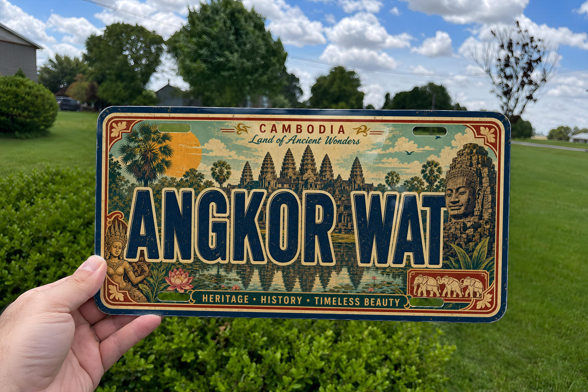 Angkor Wat Cambodia Metal License Plate Sign Travel Poster Souvenir Wall Decor Temple Landmark Gift — photo 2