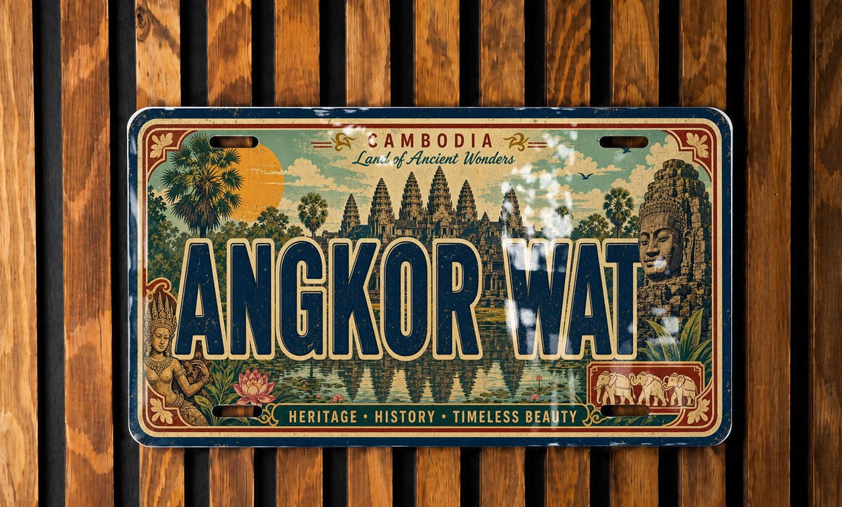 Angkor Wat Cambodia Metal License Plate Sign Travel Poster Souvenir Wall Decor Temple Landmark Gift — photo 3