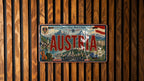 Austria License Plate Metal Sign, Travel Poster Style License Plate Wall Decor, Austrian Souvenir Sign, Vienna Austria Decor — photo 1