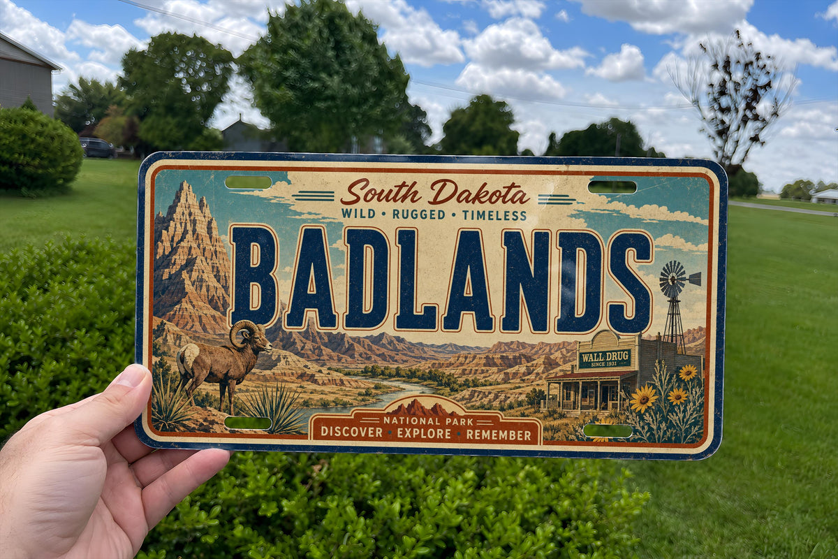 Badlands National Park Metal License Plate Sign, Travel Poster Style Souvenir Decor, South Dakota Road Trip Gift — photo 2