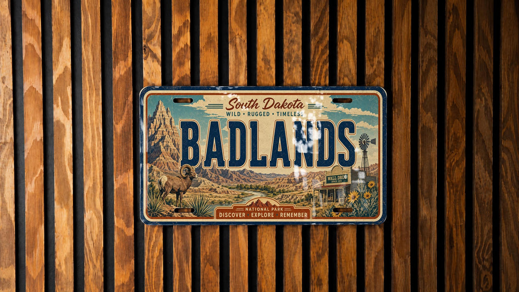 Badlands National Park Metal License Plate Sign, Travel Poster Style Souvenir Decor, South Dakota Road Trip Gift — photo 4