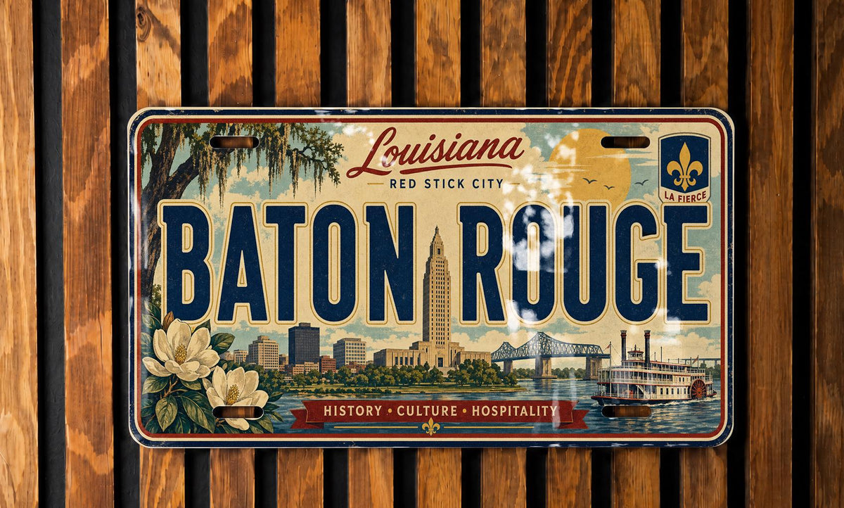 Baton Rouge Louisiana Metal License Plate Sign Travel Poster Style Souvenir Wall Decor — photo 2