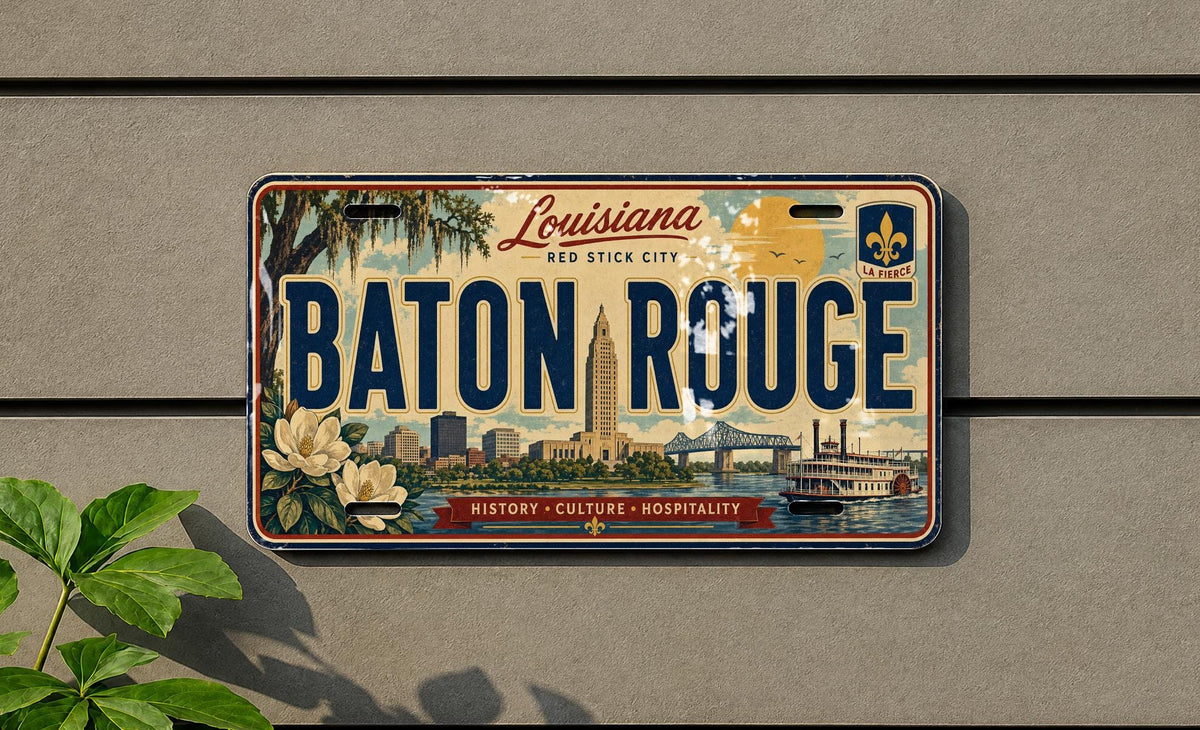 Baton Rouge Louisiana Metal License Plate Sign Travel Poster Style Souvenir Wall Decor — photo 3