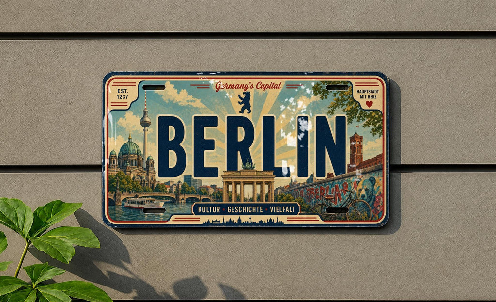 Berlin Germany Metal License Plate Sign, Berlin Travel Poster Style License Plate Wall Decor, Berlin Souvenir Gift — photo 1