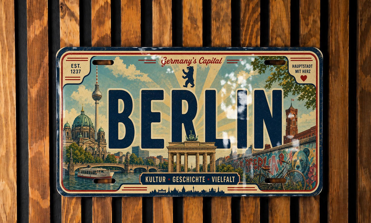Berlin Germany Metal License Plate Sign, Berlin Travel Poster Style License Plate Wall Decor, Berlin Souvenir Gift — photo 3