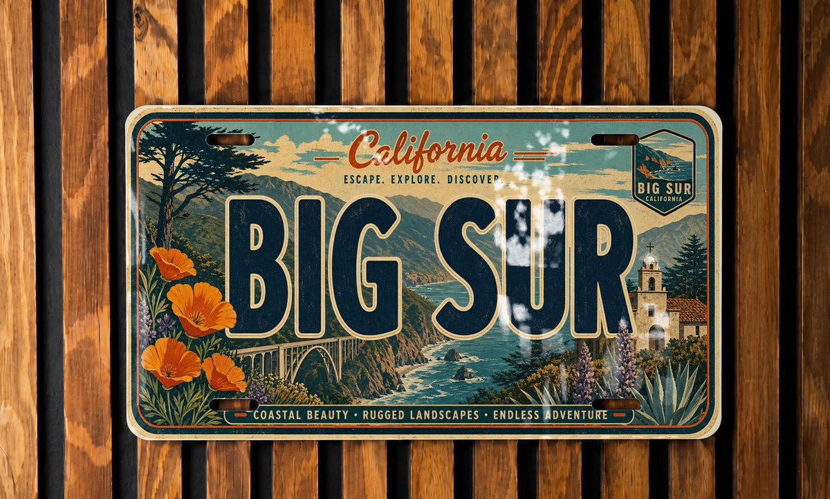 Big Sur California Metal License Plate Sign Coastal Highway Travel Poster Style Souvenir Wall Decor Gift — photo 3