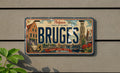 Bruges Belgium Metal License Plate Sign Travel Poster Style Wall Decor Souvenir Gift for Travelers and Belgium Lovers — photo 1