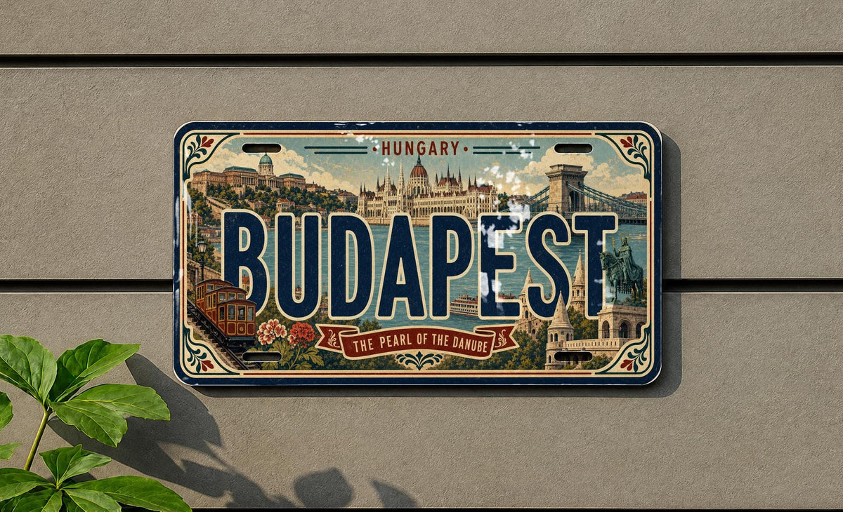 Budapest Hungary Metal License Plate Sign, Budapest Travel Poster Style License Plate Wall Decor, Budapest Souvenir Gift — photo 2