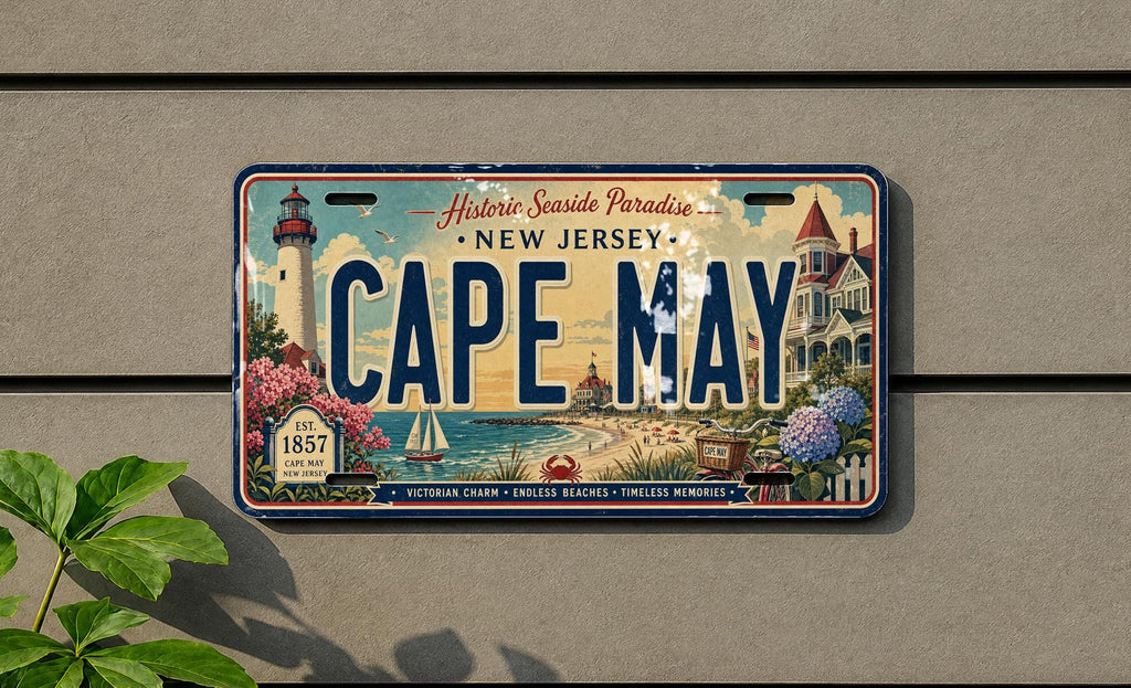 Cape May New Jersey Metal License Plate Sign Travel Poster Style Coastal Beach Shore Souvenir Wall Decor — photo 3