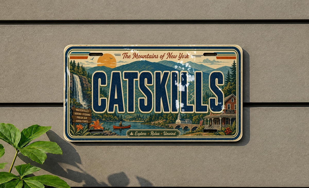 Catskills Metal License Plate Sign, Catskills Mountains Travel License Plate Poster, New York Catskills Souvenir Decor — photo 2