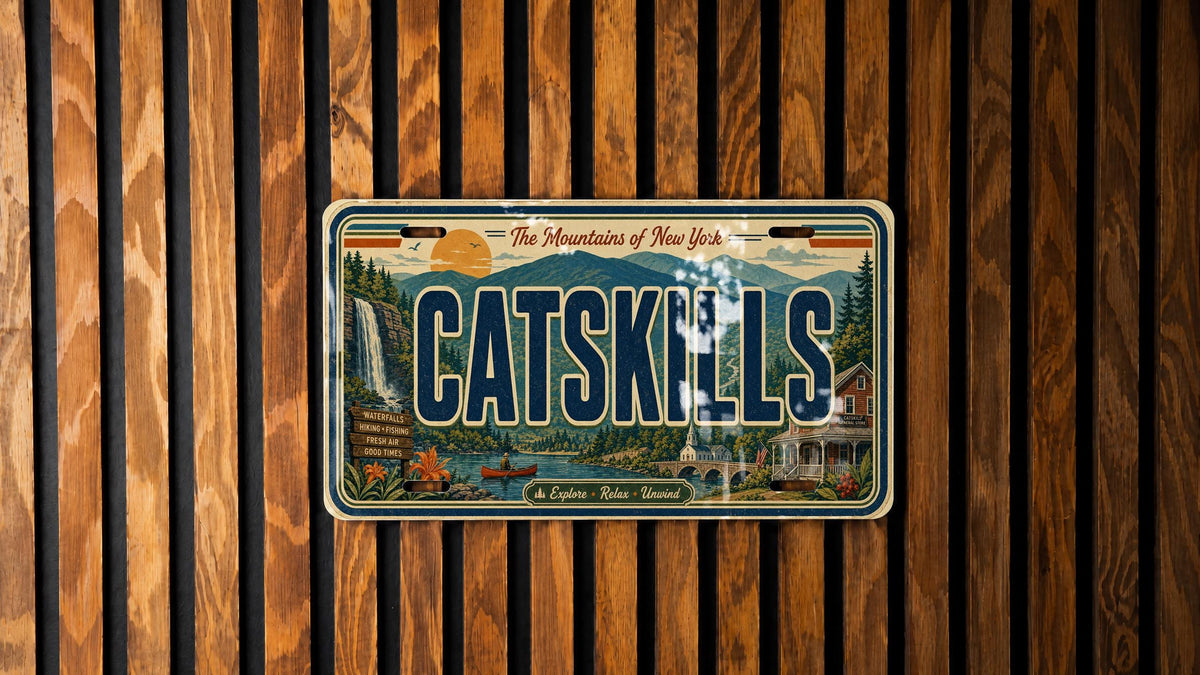 Catskills Metal License Plate Sign, Catskills Mountains Travel License Plate Poster, New York Catskills Souvenir Decor — photo 3