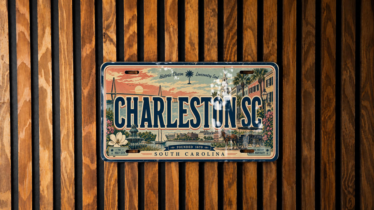 Charleston SC Metal License Plate Sign, Charleston South Carolina Travel Poster Style License Plate Wall Decor Souvenir Gift — photo 4