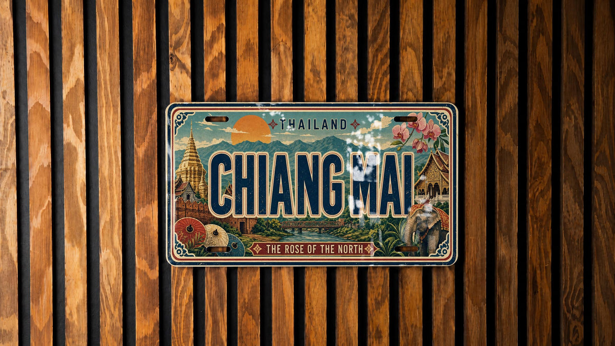 Chiang Mai Thailand Metal License Plate Sign, Travel Poster Style Souvenir Car Tag Wall Decor — photo 1