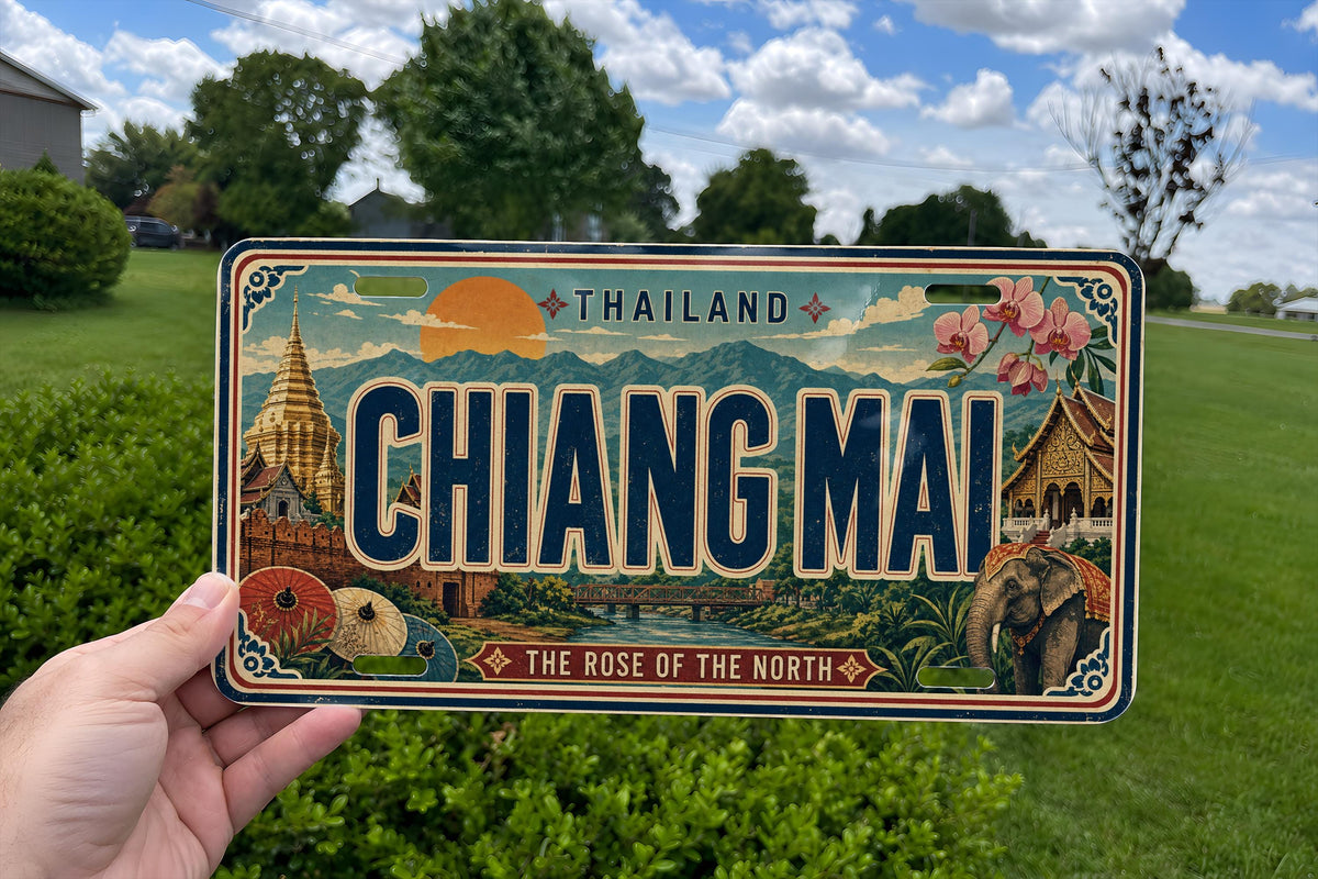 Chiang Mai Thailand Metal License Plate Sign, Travel Poster Style Souvenir Car Tag Wall Decor — photo 2