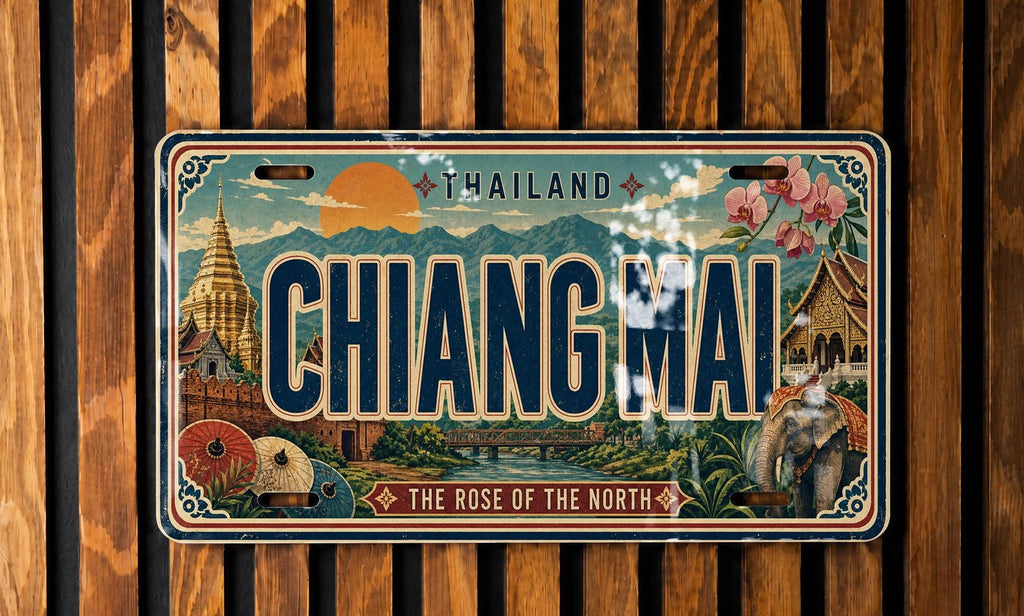 Chiang Mai Thailand Metal License Plate Sign, Travel Poster Style Souvenir Car Tag Wall Decor — photo 4