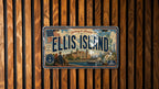 Ellis Island Metal License Plate Sign, New York Harbor Travel Poster Souvenir, Statue of Liberty Immigration Landmark Decor — photo 1