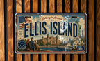 Ellis Island Metal License Plate Sign, New York Harbor Travel Poster Souvenir, Statue of Liberty Immigration Landmark Decor — photo 3