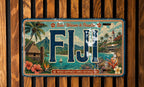 Fiji License Plate Metal Sign, Travel Poster Style Souvenir Wall Decor, Island Vacation Destination Plate Sign — photo 1