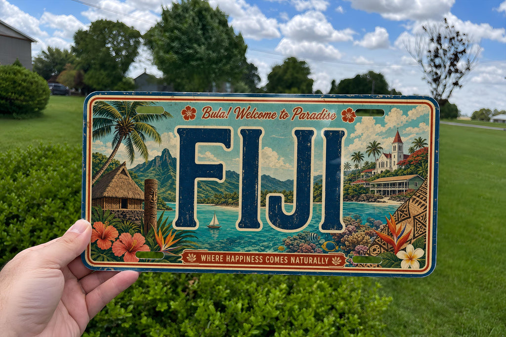Fiji License Plate Metal Sign, Travel Poster Style Souvenir Wall Decor, Island Vacation Destination Plate Sign — photo 3