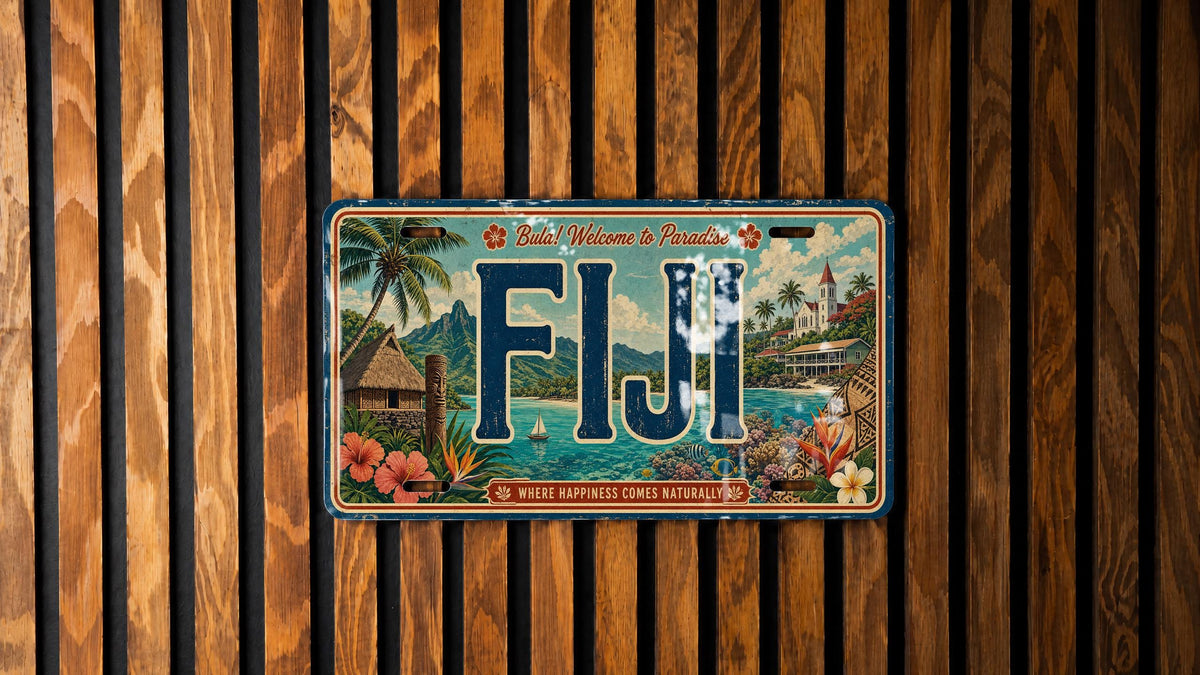 Fiji License Plate Metal Sign, Travel Poster Style Souvenir Wall Decor, Island Vacation Destination Plate Sign — photo 4